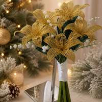 2026 Handgefertigte Lilien-Perlenblumen Perlenbesetzter Blumenstrauß Weihnachtsgeschenk Neujahrs-Blumenarrangement Heimdekoration Boutique