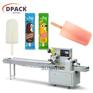 Lolly Popsicle thanh dòng chảy Gói máy Ice Cream Popsicle gối túi máy đóng gói dòng chảy ngang máy đóng gói