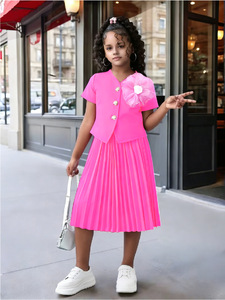 Elegante Completo per Ragazze 2026: Giacca a Maniche Corte e Gonna Lunga Plissettata, Abito per Feste di Compleanno, Abbigliamento per Bambine - Product Image 6
