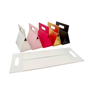 Luxury Triangle Folding Gift <b>Box</b> with Handle Portable One-Piece Collapsible Packaging for <b>Wedding</b> Birthday Party Souvenirs - Product Image 1