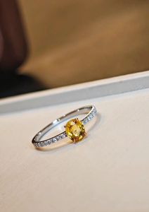 Bague de fiançailles Xinfly en or blanc 18 carats avec saphir jaune ovale naturel - Product Image 2