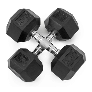 Équipement d'entraînement de puissance de gymnastique 10kg poids en acier revêtus de caoutchouc en livres d'haltères hexagonales ensembles 40kg - Product Image 1