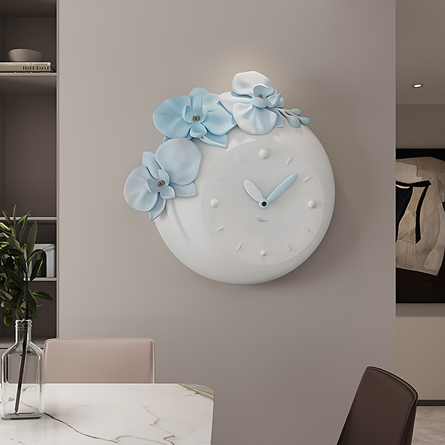 [Special Offer New July] Analog Resin Wall Clocks Single Face Personalized Creative Floral Design Minimalist Modern Sweep Second