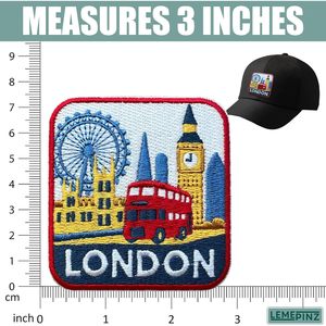 Patch brodé personnalisé London, 3 pouces, thermocollant ou à coudre, applique en tissu pour voyage, cadeaux - Product Image 3