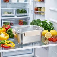 Kleine 600ml roestvrijstalen voedselbewaarbak met doorzichtig luchtdicht deksel, voor snacks, droge voeding, fruit, noten, mini metalen doos, voedselveilig.