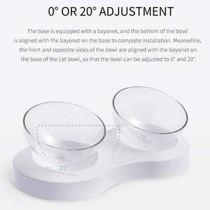 Antiderrapante Inclinação Estilo Gato Forma <span class=keywords><strong>Pet</strong></span> Double <span class=keywords><strong>Bowl</strong></span> Transparente <span class=keywords><strong>Pet</strong></span> Cat Alimentador <span class=keywords><strong>Pet</strong></span> Food Prato Bacia de água para gatos - Product Image 2