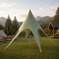 Grande tente étoile d'extérieur en toile avec structure en aluminium, construction modulaire imperméable quatre saisons, abri pour fêtes, camping et événements 20x20m