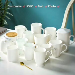Juego de vajilla de porcelana fina, tazas de café blancas, tazas personalizables con logo, colección de tazas redondas, azucarera para hotel, restaurante, regalo. - Product Image 1
