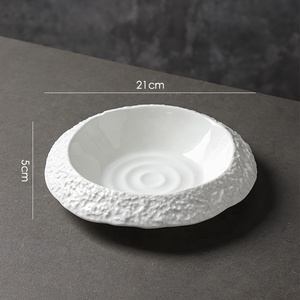 Assiette à dîner en céramique blanche haut de gamme, motif roche, design <span class=keywords><strong>moderne</strong></span> pour hôtels, restaurants, fêtes, plat à soupe profond, vaisselle de table - Product Image 6