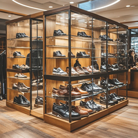 Vitrine de présentation murale à 5 étagères en verre avec éclairage LED pour magasin de détail, idéale pour chaussures, montres, parfums, perruques et articles de fumer