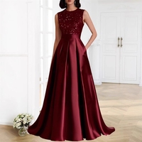 Nuevo Vestido de Noche 2026, Estilo Europeo y Americano, Largo, Sencillo, Elegante, Sin Mangas, para Anfitrionas de Banquetes y Fiestas de Baile