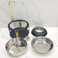 Chauffe-plat de luxe en acier inoxydable noir 8L pour location de mariage, chauffage au combustible, équipement de service de buffet pour événements, suspendu