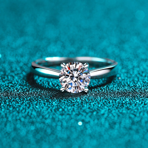 Bijoux de souhaits Nouvelle mode de fiançailles <span class=keywords><strong>Eternity</strong></span> 50Cents 1Carat 2Carats Vvs D Moissanite Diamond S925 Bague en argent sterling - Product Image 3