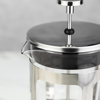 Cafetière à piston en verre borosilicate 600/800/1000 ml avec logo personnalisé OEM/ODM, filtre en maille SS304, presse à café et thé