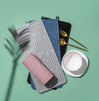 YDS Tapis d'égouttoir à vaisselle résistant à la chaleur pour évier de comptoir de cuisine Grand tapis de séchage en Silicone Tapis d'évier antidérapant facile à nettoyer