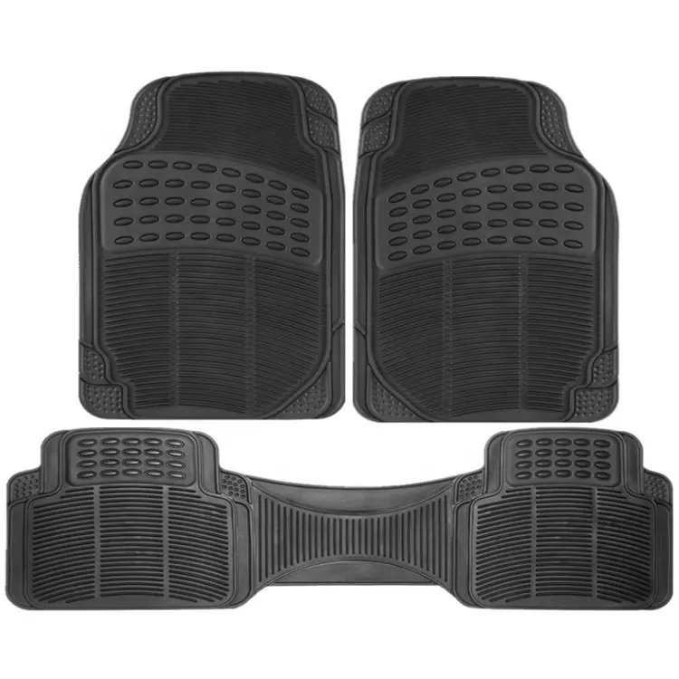 Original 3 Piece Heavy Duty Front and Rear Rubber Floor Mats for Car SUV Van Truck Black All Weather Floor Protection Universal