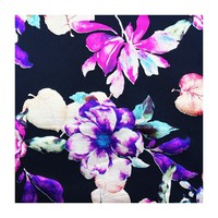 À la mode holographique brillant design floral tricoté polyester feuille extensible imprimé tissu de plongée pour robe