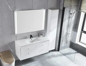 ไม้ขนาดเล็กพีวีซีอ่างล้างที่ทันสมัยตู้โต๊ะเครื่องแป้งห้องน้ำที่มีกระจก