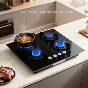 Fornello a <span class=keywords><strong>Gas</strong></span> a 4 Fuochi con Cottura Sincronizzata, Risparmio Energetico, Accensione Piezoelettrica in Ceramica, da Tavolo o Incasso, Doppio Uso - Product Image 1