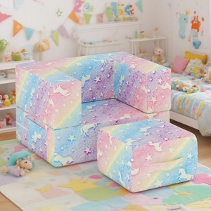 Canapé-lit pliable coloré en mousse compressée pour enfants, idéal pour le salon et les tout-petits - Product Image 5
