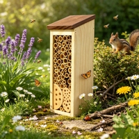 Maison pour insectes en bois naturel fait main, hôtel pour abeilles maçonneuses, pour le jardin, utilisation en extérieur