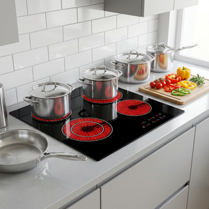 Appareils électroménagers intelligents, plaque de cuisson en céramique de 60 cm (24 pouces) avec 4 brûleurs, cuisinière électrique tactile - Product Image 5