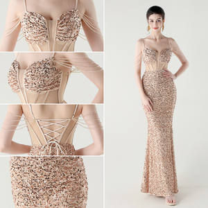 लक्जरी शाम के कपड़े महिलाओं मछली पकड़ने वाली महिलाओं के लिए स्गेटी स्ट्रैप पार्टी ड्रेस महिला प्रोम गाउन - Product Image 6