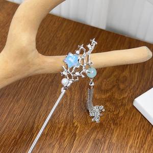 Chinese Style <b>Sweet</b> Women's Vintage <b>Flower</b> Tassel Zinc Alloy Hairpin with Clear Floral Pearl Jewelry - Product Image 4