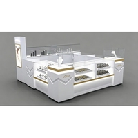 Vitrine de présentation minimaliste entièrement blanche pour bijouterie, fabrication sur mesure ODM/OEM, conception complète de magasin, solution de vitrine tout-en-un