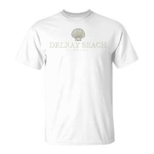 T-shirt Delray Beach Florida avec logo coquille blanche, taille adulte unisexe - Product Image 1