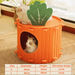 도매 새로운 당근 스타일 폴리 에스테르 섬유 펠트 고양이 터널 침대 고양이를위한 맞춤형 접이식 고양이 동굴 - Product Image 2