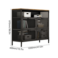 Meuble de rangement rustique en métal et bois avec portes en treillis Armoire verrouillable à 4 compartiments pour l'organisation du salon et du studio
