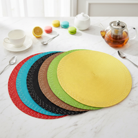 Sous-verres ronds en plastique PP tissé doré, réutilisables et écologiques, style zen asiatique, pour table de salle à manger