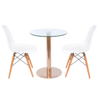 Table de café stable Glastisch Edelstahl Table ronde en verre à une jambe salle à manger en acier inoxydable métal minimaliste or Rose moderne D400mm
