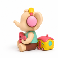 Figurine PVC personnalisée en boîte mystère, Éléphant musical de voyage de dessin animé, Figurine articulée en vinyle PVC originale en boîte mystère