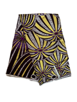 Pagne Africain Wax Tissu en Coton Imprimé Type Hollandais avec Motif Grand Super Doré