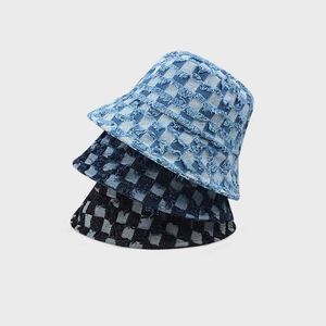 Sombrero de Pescador de Mezclilla con Parches a Cuadros, Estilo Casual para Exteriores, Unisex, Moda 2025, Alta Calidad, para Viajes - Product Image 1