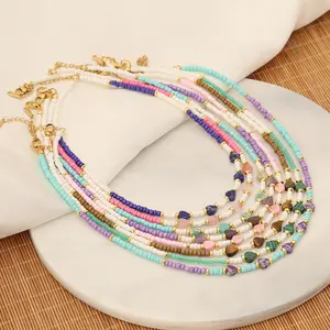 Original design rice fashion jewelry smart necklaces natural stone love collar with Bohemian jewelry rice bead necklace