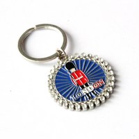 Porte-clés mousqueton en métal, souvenir touristique de Londres, Angleterre, en forme de cabine téléphonique, avec impression UV, design tendance, étanche et léger
