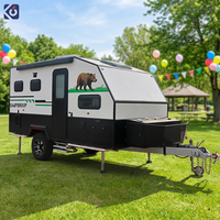 CAMPTRL Remorque de camping tout-terrain, petite caravane mobile pour le camping, remorque de voyage avec cuisine en acier inoxydable