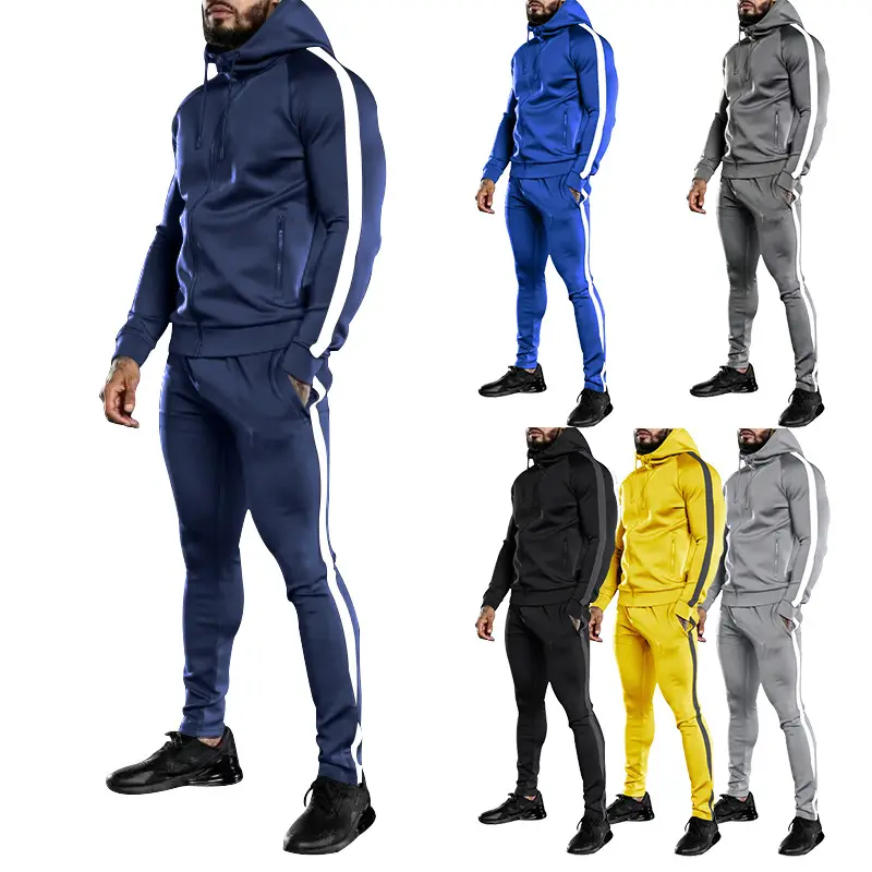 Felpe con cappuccio personalizzate primavera autunno con cerniera pantaloni set da 2 pezzi abbigliamento da Jogging tute sportive economiche per uomo