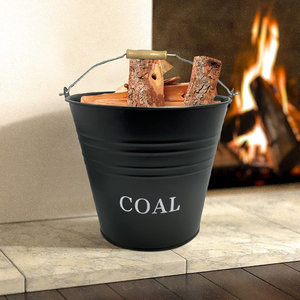 Iron Metal <strong>Coal</strong> <strong>Bucket</strong> <strong>with</strong> <strong>Lid</strong> for Ash Disposal in Fireplaces-Essential Accessory in Fireplace Sets - Product Image 5