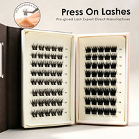 Extensions de cils auto-adhésives à pression, effet manga, avec bande extensible pour boucles, résistantes à l'eau, boucles personnalisées, vente en gros, boîte magnétique, Royaume-Uni France