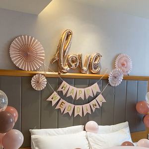 מסיבת חתונת אספקת דקור רק נשוי נייר זר גבתון באנרים דגלי חתונה שמחה באנר - Product Image 5