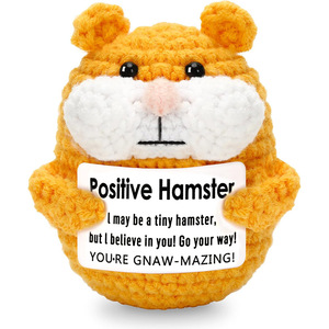 Birthday Graduation Gift Cute Emotional Knitted Doll Handmade Positive Crochet Hamster with Encouraging Message