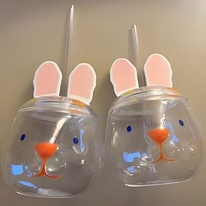 Vaso de Agua Personalizado con Logotipo, PET 500ml, Reutilizable, Portátil, Transparente, con Diseño de Conejo, Rábano, Huevo de Pascua y Pato, con Tapa y Pajita, para Fiestas - Product Image 5