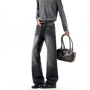 Jeans pour hommes au design haut de gamme et tendance - Nouvelle marque américaine à la mode, coupe droite décontractée, délavée, style streetwear - Product Image 1