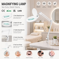OEM Magnifier Magnifying Glass LED Light Lamp with Clamp Adjustable Arm Beauty Salon Desk Light for Skin Care Eyelash Tattoo