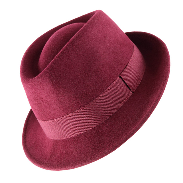Wholesale 100% Wool Felt Short Brim Fedora Hat Unisex Wool Trilby Hat