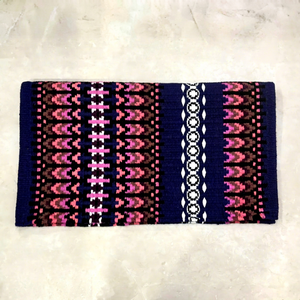 Tapis de selle western en coton rose et noir, motif Navajo du sud-ouest - Product Image 1
